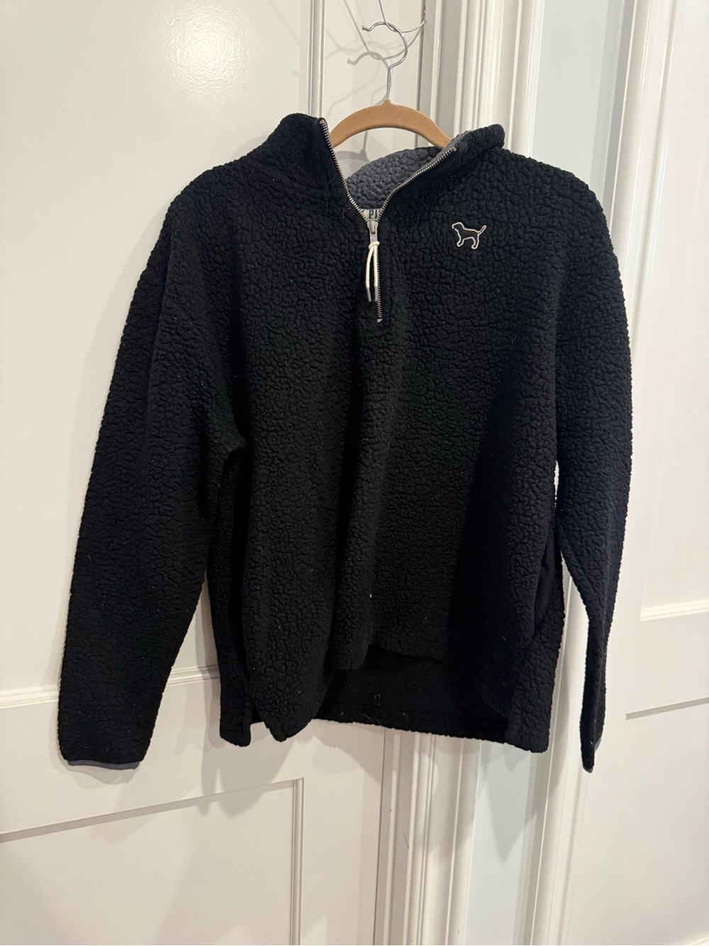 Victoria's Secret PINK Black Plush Jacket with Branded Trim
